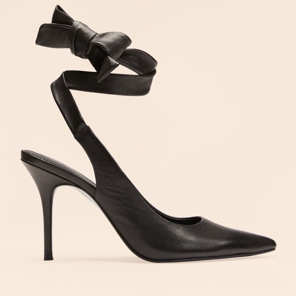 Reformation Brooke Wrap black leather heels size 9
